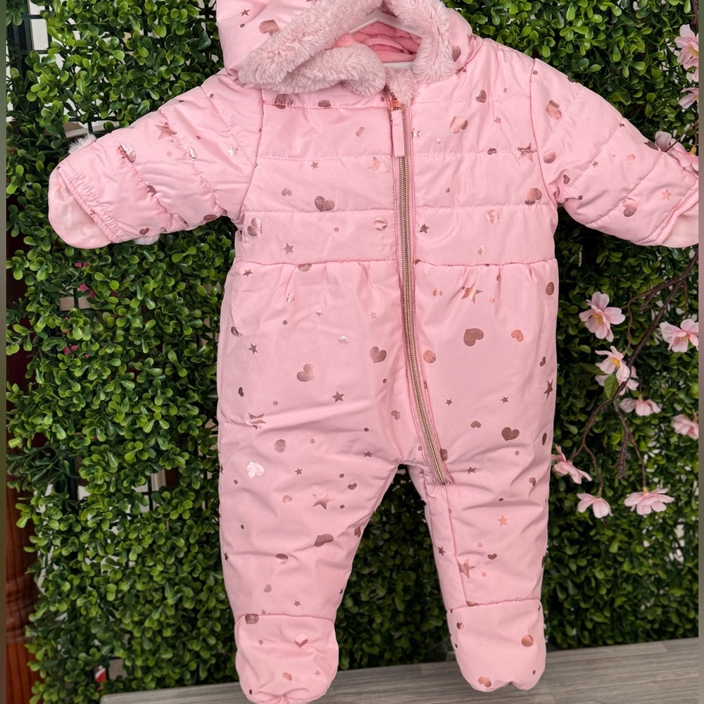Pre Owned Baby Snowsuit Pink Water Resistant 3/6 Months